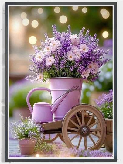 一套无框DIY钻石画套装，风景主题，精美礼品，5D钻石马赛克圆形钻石艺术画，DIY钻石画工艺墙饰