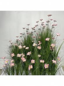 6件套人造户外花卉和块茎草 - 非洲雏菊和块茎草地栽植物的塑料复制品，适用于花园、露台、酒店装饰 - 全年易于维护（无需浇水，不含花盆） - 彩色 - 查看 9