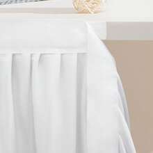1 pièce Jupe de table en polyester blanc, convient pour les tables rectangulaires de 72 pouces/183 cm, résistante aux plis et facile à nettoyer, nappe à volants, convient pour les tables de gâteau d'anniversaire, les banquets, les mariages, les douches de mariée et diverses célébrations de fête - Blanc - Voir 12