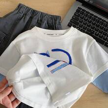 2026 Spring New Boys Long Sleeve 2 In 1 Casual Colorblock Cat Pattern Pullover Sweatshirt - White - View 3