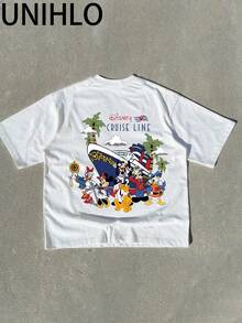 Disney UNIHLO    Mickey   Print  Summer Casual Versatile Pure Cotton T-Shirt Suitable For Any Place - White - View 5