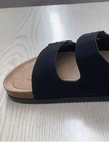 2026 Men's Soft Cork Mule Slippers, Retro Handmade Stitched Sandals - Black - View 3