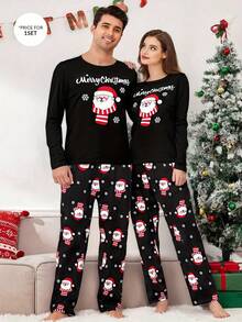 Nueva colección de otoño e invierno de Navidad para hombres, con un suéter con temática de Papá Noel y un conjunto de pantalones largos estampados para uso informal. - Colores mixtos - Ver 1