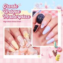 Nail Nook Gel Nail Polish Set - 119 PCS 100 Colors Gel Polish Kit Base Glossy Matte Glitter Top Coat Glitter Pearl Cat Eye White Red Pink Nude Uv Led Nails Easter Gift For Women - 6 Colors Taste of Spring - 查看 4