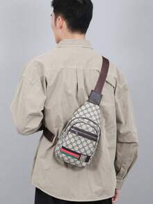 经典男士花卉胸包，时尚百搭斜挎包，大容量多功能轻便单肩包，胸前包，男女通用，带耳机孔，日常通勤包，商务包，礼品，学生包 - A - 查看 7