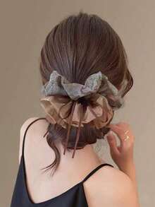 2026新款复古蝴蝶结发圈，秋冬季发圈马尾辫发绳 - 彩色 - 查看 1