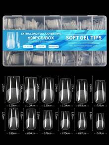 600pcs Almond-Shaped Short Matte Transparent Acrylic False Nail Tips, Semi-Finished Artificial Nails, Suitable For DIY Manicure, Press-On Nails And Other Nail Art Supplies - Multicolor - View 13