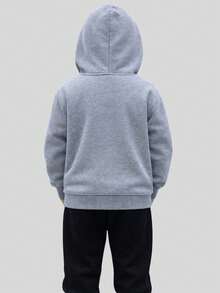 Children's Printed Sweatshirt Set, Blouse And Flannel Trousers - Xám - Xem 3