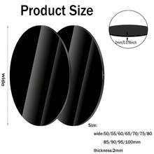 5 miếng acrylic đen hình tròn đường kính 50-100mm, đĩa acrylic tròn, cạnh cắt mịn, dùng cho đồ thủ công DIY, đồ trang trí, làm móc khóa và đế trưng bày (độ dày 2mm) - Màu đen, 5 chiếc - Xem 2