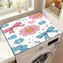 1pc Flower & Bow Pattern Silicone Mat, Warm Family Atmosphere, Silica Gel, Anti-Slip, Suitable For Washing Machine Cover, Dryer Cover, Coffee Machine Mat, Kitchen Counter Mat, Multi-Purpose Household Mat - Klein Blue Flower - View 12
