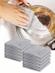 30片装/神奇清洁布 加厚双面金属钢丝抹布 厨房洗碗布 锅碗瓢盆清洁布 毛巾清洁工具 - 多色 - 查看 6