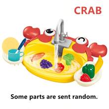 Pretend Play Cartoon Kitchen Sink With Circulating Water Faucet, Interactive Parent-Child Educational Toy (Requires 2 X 1.5V AA Batteries, Not Included, All Accessories Are Random) - Multicolor - View 9