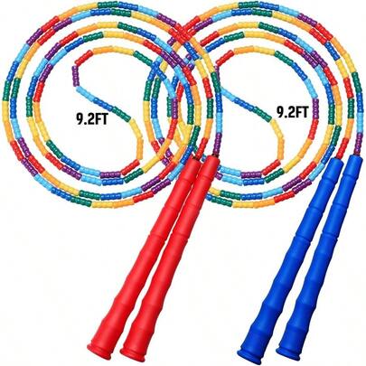 Double Dutch Jump Rope Long Jump Rope 16 FT 1 Pack/2 Pack, Adjustable Soft Beaded Jump Rope Adult Long Enough 5-6 Jumpers