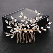 1pc Elegant Casual Plant Design Iron Hair Comb, Suitable For All Seasons, Combs, Haircomb - Multicolor - View 4
