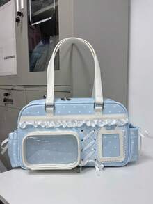 1个休闲时尚街头风甜美可爱波点星星透明徽章装饰单肩包，适合日常、通勤、聚会、送礼、斜挎包 - 彩色 - 查看 12