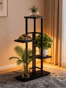 SHENGMAO 1 Piece, 4-Tier Wrought Iron Flower Stand, Perfect For Balconies, Succulent Plants, And Home Decor, Easy Assembly Plant Rack For Indoor And Outdoor Gardens - Black - View 12