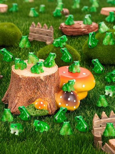 树脂迷你青蛙摆件，绿色青蛙微型雕塑，动物模型，仙女花园苔藓景观，DIY玻璃容器工艺品，家居装饰配件，派对装饰，礼物，母亲节