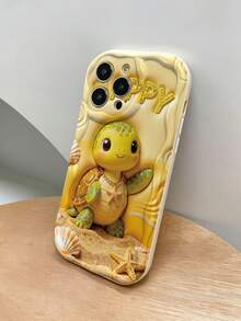 1pc Cute Turtle Print 2D Ocean Life Thick Shockproof Phone Case, With Bow Pearl Lanyard, Suitable For IPhone11/12/13/14/15promax, Galaxy A04/A05/A13/A14/A15/A24/A25/A35/A54/A55/S23/S24 - Multicolor - View 5