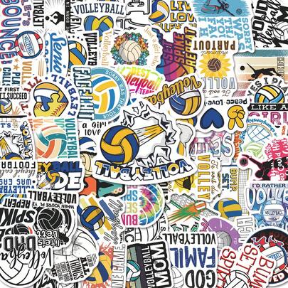 50 Pieces Of Volleyball Border Sticker - Waterproof Vinyl, Suitable For Laptops, Water Bottles, Notebooks, Suitcases, Etc. - Cute Aesthetic DIY Scrapbook Decoration