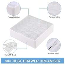 2pcs Wardrobe Drawer Style Grid Organizer Boxes, Foldable Fabric Lingerie, Bra, Socks Storage Containers - Multicolor - View 5