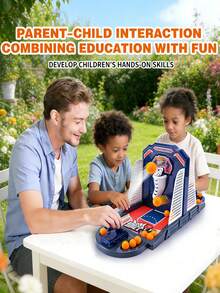 Basketball Shooting Game ,Funny Shooting Game, Desktop Table Basketball Games Set, Fast And Frenzied Launching Ball - Including 2 Basketball Stand And 10 Balls Mini Basketball Game Basketball Games Mini Basketball Hoop Table Top Games Marble Run Travel Games Travel Essentials Board Games Easter Gifts - Multicolor - View 2