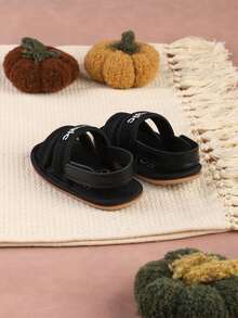 1 Pair Infant Striped Minimalist Breathable Mesh Sandals, Suitable For Summer - Black - View 6