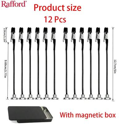 Rafford 12 piezas de palos de clip de cocodrilo de pintura de modelo flexible puntas de goma + base magnética de metal - para aerógrafo, piezas de modelo de hobby GQ8D