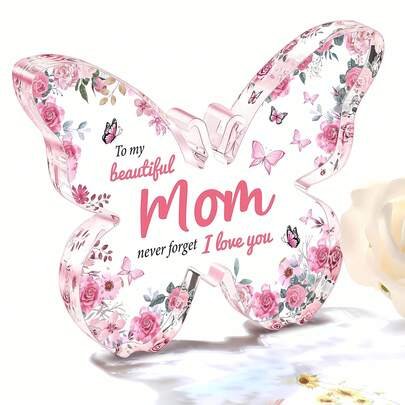1pc Mother's Day Gifts Butterfly Acrylic Plaque, Gifts For Mom Grandma Wife, Birthday Gift, Desk Decor, Bedroom Decor, Home Decor, Office Decoration, Room Decor