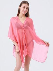 1 chiếc khăn choàng mỏng màu trơn tối giản dành cho nữ, khăn voan mềm mại thời trang cho mùa xuân/hè, phụ kiện đa năng nhẹ, thoáng khí, có thể mặc hai chiều, thích hợp làm khăn che nắng khi đi biển. - Nhiều màu - Xem 20