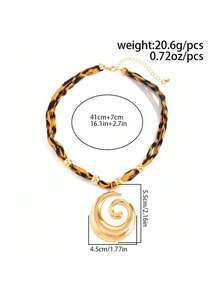 1件波西米亚风镂空螺旋心形吊坠豹纹项链，优雅百搭，适合婚礼、派对、休闲、约会、女士节日生日等场合，是理想的珠宝礼物。 - 金色 - 查看 5