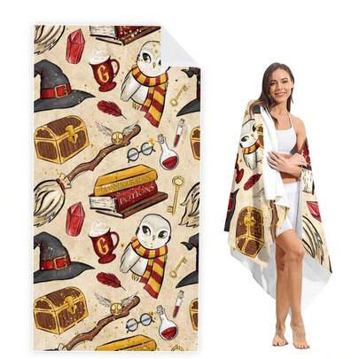 1 chiếc khăn tắm biển in hình các vật phẩm ma thuật của nhà Gryffindor trong Harry Potter, họa tiết thế giới phép thuật cổ điển, lý tưởng cho bãi biển, hồ bơi, kỳ nghỉ, spa. Món quà hoàn hảo cho người hâm mộ Harry Potter, gia đình, bạn bè, sinh nhật và các ngày lễ.