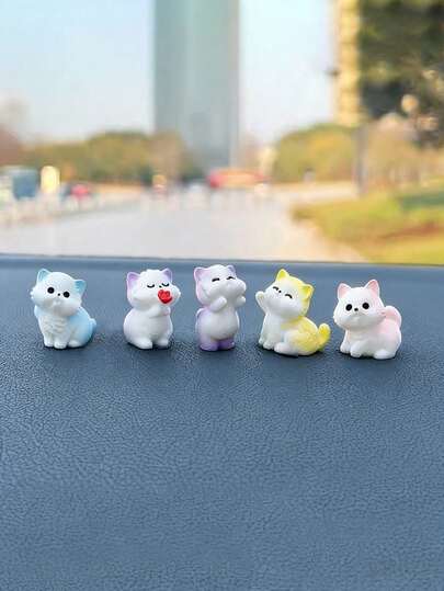 6 món đồ trang trí tiểu cảnh hình mèo con dễ thương ngẫu nhiên, đồ trang trí nội thất xe hơi sáng tạo, phụ kiện trang trí tự làm.