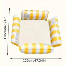 Cama flotante inflable a rayas, tumbona plegable para piscina, hamaca de agua para una persona - Multicolor - Ver 5