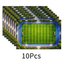 Podkładka z motywem boiska piłkarskiego, minimalistyczna mata śniadaniowa, dekoracja kuchni, łatwa w czyszczeniu mata jadalna o fakturze lnu, odpowiednia do domu i restauracji, zestaw Combo - Wielokolorowe - Zobacz 15