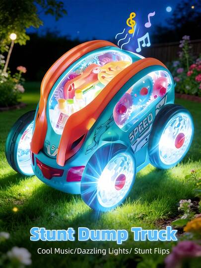 360° Rotating Flashing Sensor Car, Shining LED Lights, Rollover Function, Plays Christmas Songs, Easy To Avoid Obstacles. Ideal Christmas Gift For Babies, Creates Unforgettable Memories, Best Gift Idea! Christmas Magic Tire Toy! Flashing Toy Suitable For Infant Boys, Girls, Toddlers, Children