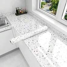 1 Roll Marble Waterproof & Oil-Proof Self-Adhesive Wall Sticker, Heat Resistant, Anti-Stain, Indoor Decorative Wallpaper, Removable - Marble - View 7