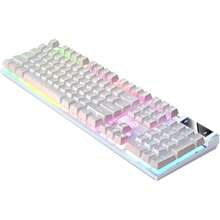 Mechanical Gaming Keyboard | 104 Wired Keys, Full-Size Layout, Bright Backlighting | ABS Construction, Sensitive Tactile Response, Durable Structure | Desktop Setup For Competitive Office Work - 白色 - 查看 1