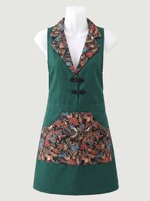 1pc Japanese Izakaya Style Apron For Women, Waitress Apron With Floral Collar Design, Suitable For Restaurants, Parties, Picnics, Hotels, Home Baking Enthusiasts, Perfect Gift For Mom And Wife On New Year, Valentine's Day, Mother's Day And Other Holidays - Art Apron - View 11