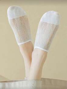 5 pares de calcetines invisibles para mujer, calcetines cortos transparentes, colores aleatorios cómodos - Multicolor - Ver 5