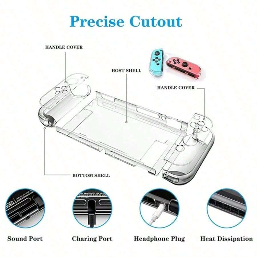 1pc OLED Transparent Detachable Crystal Case For Nintendo Switch, PC Hard Shell Protective Cover, Perfect Design, Effective Protection, Holiday/Birthday Gift - View 1