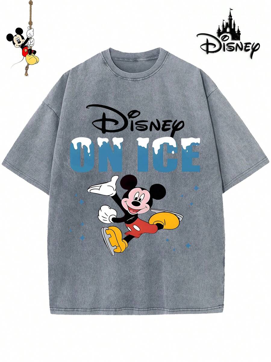 T-shirt homme en coton sous licence Disney, idéal pour les fêtes de fin d'année 2026. Orné d'un motif Mickey Mouse, doté d'un col rond décontracté et confectionné dans une matière douce, confortable et facile d'entretien, ce t-shirt convient à toutes les occasions – voyages, quotidien ou trajets domicile-travail – et vous plongera dans une ambiance festive. - Gris - Voir 1