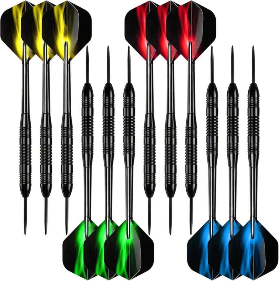 Accmor Darts Metal Tip Set, 12 Pack Steel Tip Darts Darts Set 24Grams Professional Metal Darts - ColorA - View 1
