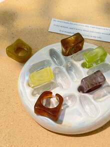 6枚软树脂厚圈戒指，简约优雅通勤戒指 - 彩色 - 查看 1