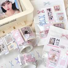 1pc Reusable Bowknot Decorative Washi Tape, Suitable For DIY Crafts And Packaging - Multicolor - View 1