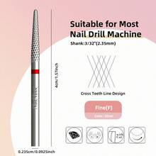 NotNoot Multi-Function Nail Drill Bit, Tungsten Carbide 3/32" Sharp Nail Gel Acrylic Cuticle Remover Drill Bit, Precise - Silver - View 4