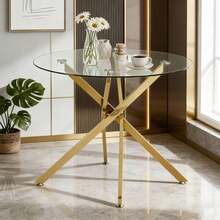Dining Tables - Gold + Glass+Metal - View 1