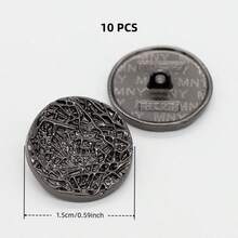 10 piezas de 15/18mm Botones metálicos redondos con textura asimétrica vintage, aptos para camisas, trajes, chaquetas de punto, unisex, opciones de multicolor - Patrones multicolores - View 11