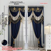 Bộ 2 rèm cửa cao cấp, chất liệu polyester bán trong suốt, trang trí tua rua vàng, màu xanh navy satin, chạm khắc tinh tế, độ rủ tuyệt vời, có thể giặt máy, thiết kế kiểu túi luồn thanh treo, phù hợp cho phòng khách, phòng ngủ, phòng học, chủ đề thời trang, 120g/㎡ - Nhiều màu - Xem 19