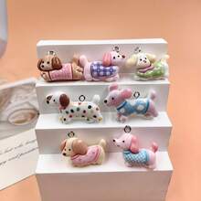 7/14/20个可爱小狗吊坠，用于珠宝制作，萌系小动物吊坠，DIY耳环 - 彩色 - 查看 4