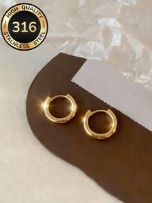高品质316不锈钢低过敏性18K镀金耳环，简约优雅时尚，适合日常佩戴或参加派对，女士珠宝配饰，中性设计，周年纪念日、情人节、母亲节送给女孩的完美礼物 - 戒指 - 查看 10